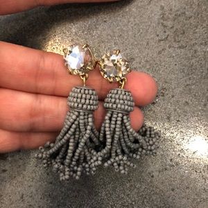 J crew Grey beaded tassel earrings